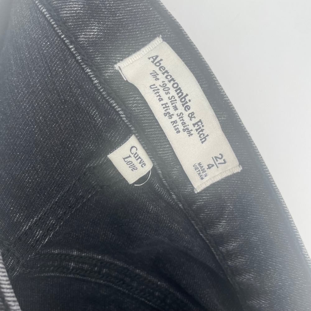 Abercrombie & Fitch Curve 90s Slim Straight High Rise Assymeticrical Jeans sz 27 - Picture 11 of 11